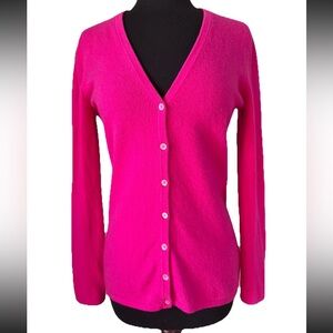 Saks Fifth Avenue Hot Pink 100% Cashmere Cardigan Size Medium
